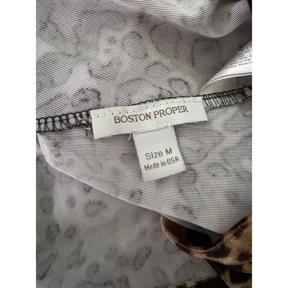 Boston Proper Leopard Velour Top sz M Mob Wife Animal Print Stretch Made in USA - Picture 5 of 5